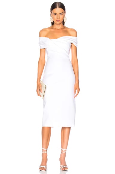 Cushnie Matte Jersey Gown with Pearls in Black & White | FWRD