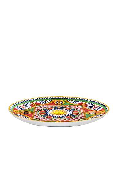 Shop Dolce & Gabbana Casa Carretto Oval Serving Plate In Multicolor