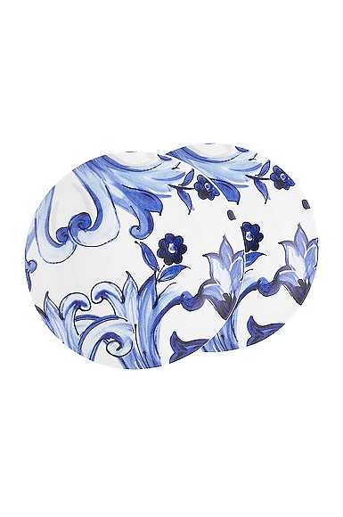 Dolce & Gabbana Casa Set Of 2 Mediterraneo Fiore Piccolo Bread Plates in Blue & White