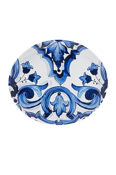 Dolce & Gabbana Casa Mediterraneo Fiore Oval Serving Plate in Blue & White