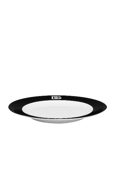 Shop Dolce & Gabbana Casa Set Of 2 Logo Dessert Plates In Black & White
