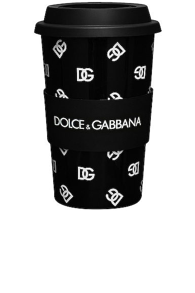 Dolce & Gabbana Casa Logo Mug With Lid in Black & White