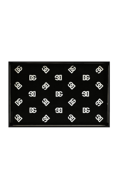 Shop Dolce & Gabbana Casa Logo Rectangular Tray In Black & White