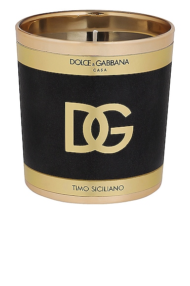 Dolce & Gabbana Casa Logo Sicilian Thyme Scented Candle In Black & Gold