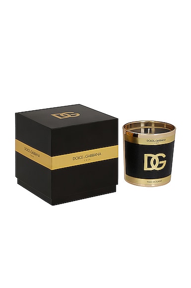 Dolce & Gabbana Casa Logo Sicilian Thyme Scented Candle In Black & Gold