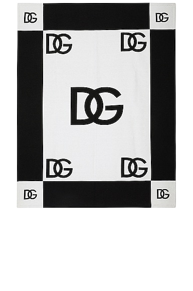 Dolce & Gabbana Casa Logo Blanket in Black & White