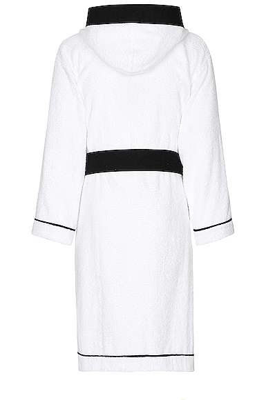 Shop Dolce & Gabbana Casa Logo Hooded Bathrobe In Black & White