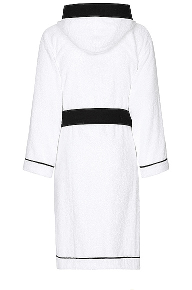 Dolce & Gabbana Casa Logo Hooded Bathrobe In Black & White