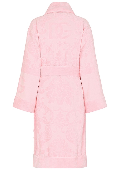 Shop Dolce & Gabbana Casa Logo Jacquard Bathrobe In Pink