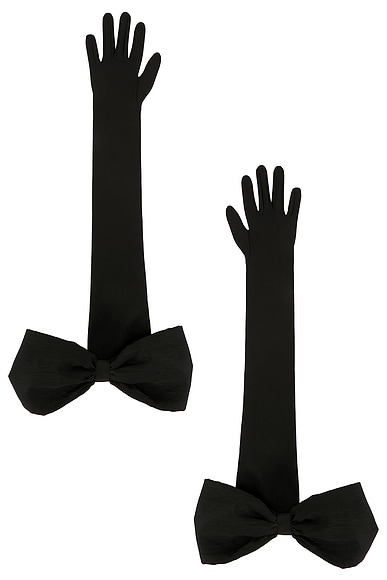 David Koma Bow Detail Long Gloves in Black