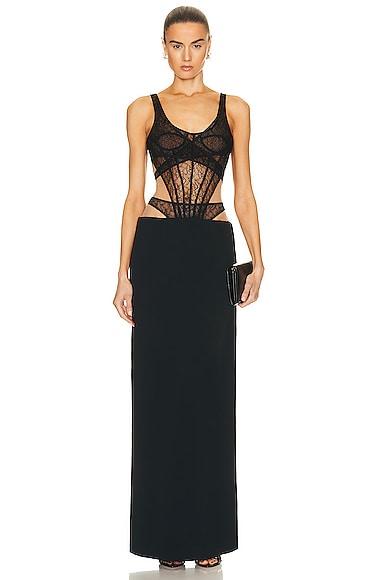 Boning Over Layer Net Top Gown
