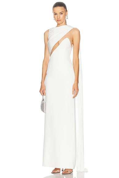 David Koma Draped Chest Detail Gown in White