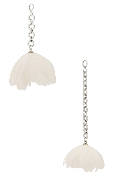 Feather Flower Asymmetric Earrings