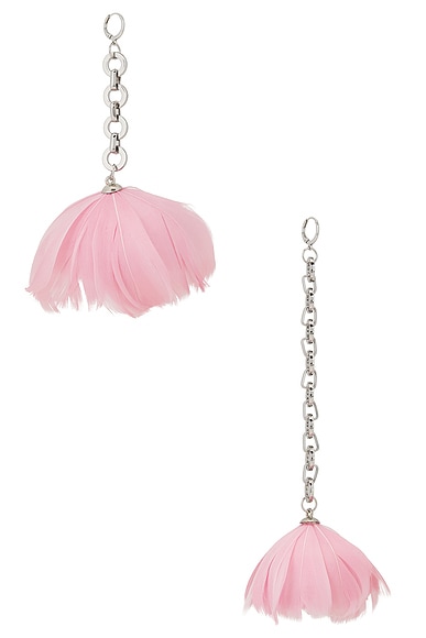 Feather Flower Asymmetric Earrings