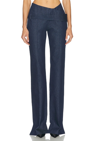 David Koma Asymmetric Waist Trouser in Indigo