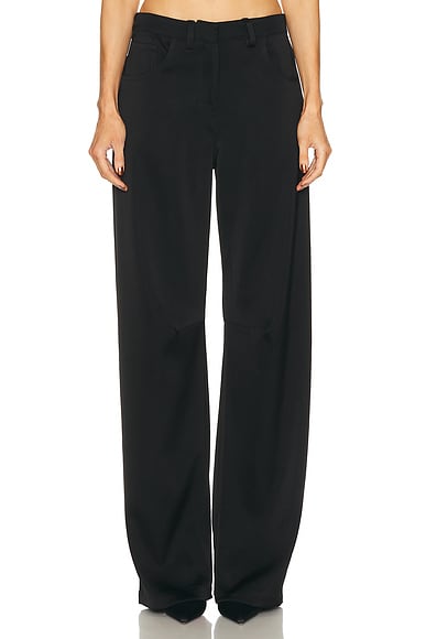 David Koma Barrel Leg Satin Pant in Black