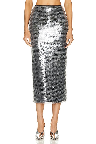 David Koma Sequin Midi Skirt in Grey