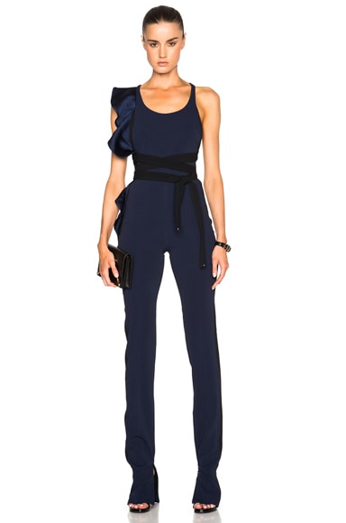 Side Ruffle Belted Jumpsuit