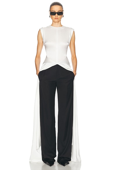 David Koma Long Satin Blouse in White