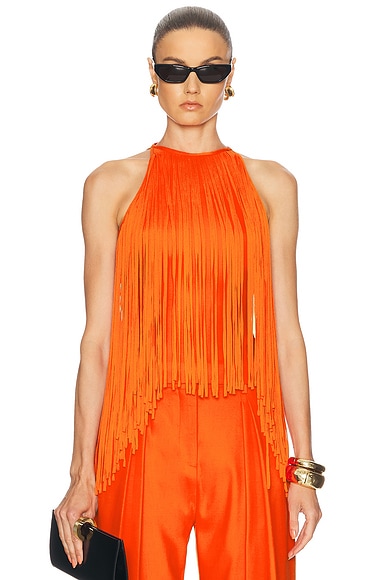 Fringe Neckline Halter Top