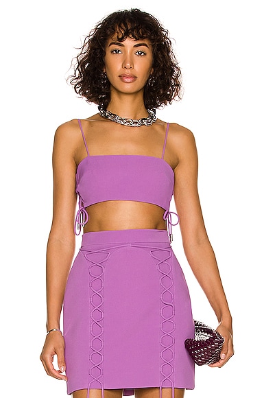 David Koma Side Lace Up Bandeau Top in Lilac