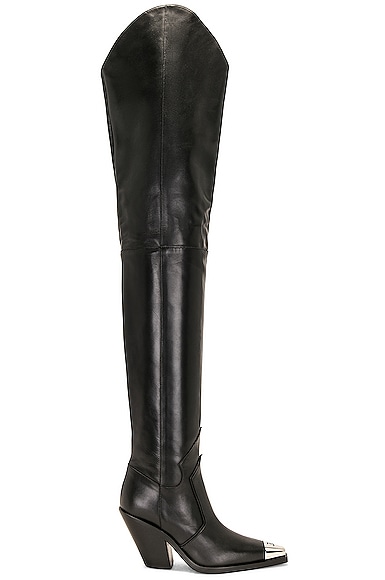 David Koma Metal Nose Over the Knee Cowboy Boots in Black