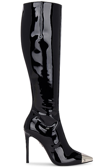 Patent Leather Metal Nose Boot in Black