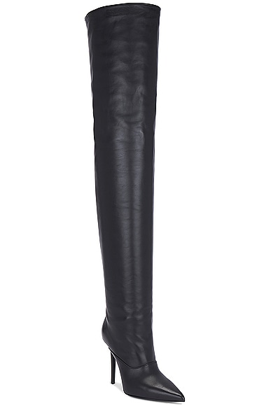 Shop David Koma Wide Leg Thigh High Boot In Black