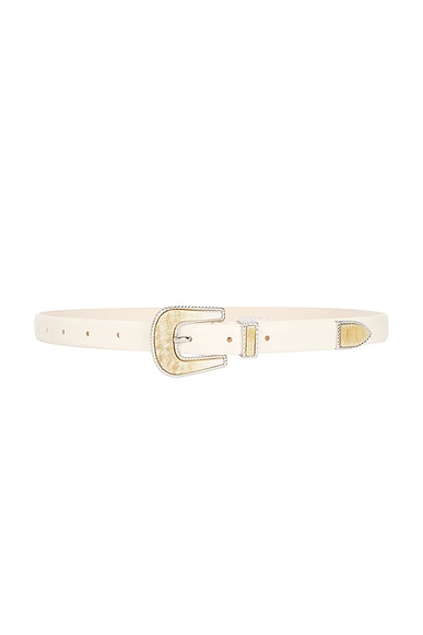 DEHANCHE Travertine Belt in Ivory, Etched Marble, & Silver