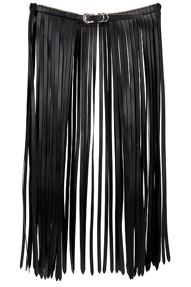 DEHANCHE Fringe Belt in Black & Silver