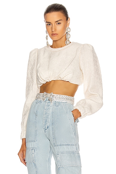 Daniele Carlotta Long Sleeve Crop Top in Ivory | FWRD