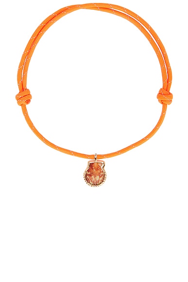 DEZSO BY SARA BELTRÁN Natural Clam 18k Rose Gold Surf Cord Necklace in Natural & Orange Paracord