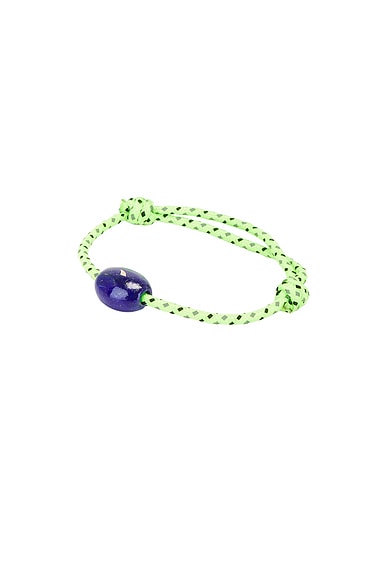 DEZSO BY SARA BELTRÁN Cowry Bead Baguette Blue Sapphire Surf Cord Bracelet in Lapis Lazuli & Green Paracord