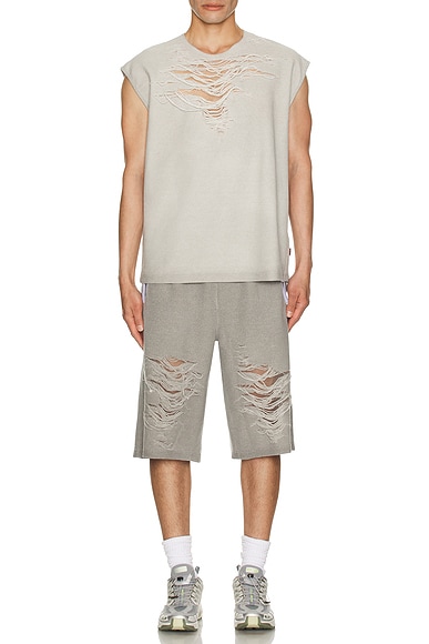 Sleeveless Distressed Sweater