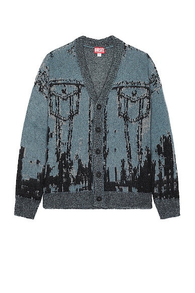 Diesel K-patmos Maglia Blue Mohair Sweater With Jacquard Motif - K Patmos