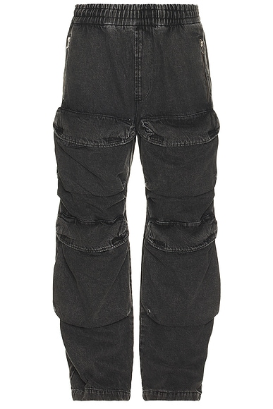 Baertson Cargo Pant in Black & Denim