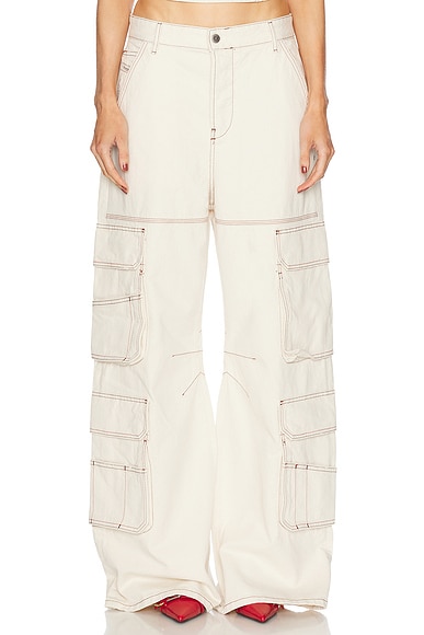 Diesel Cargo Wide Leg Jeans in White