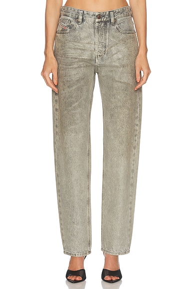 Diesel Mid Rise Straight Leg Jeans in Silver Metallic