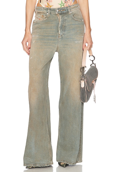Diesel Low Rise Wide Leg Jeans in Light Blue