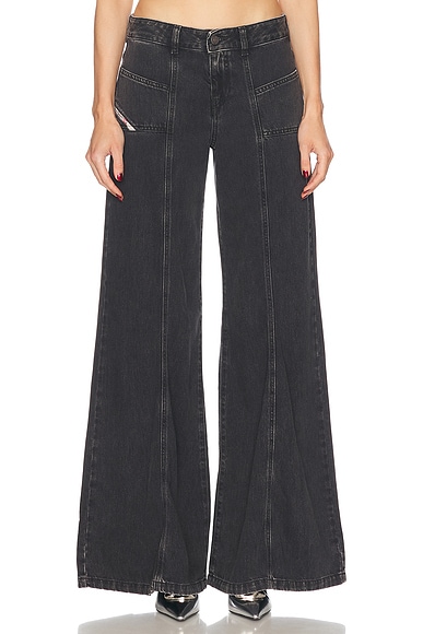 Diesel Mid Rise Flare Leg Jeans in Dark Blue