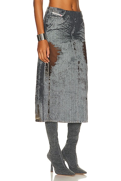 Shop Diesel Low Rise Midi Skirt In Grey