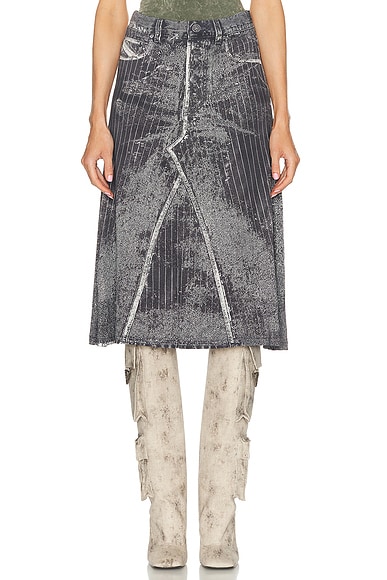 Diesel Midi Skirt in Deep & Black
