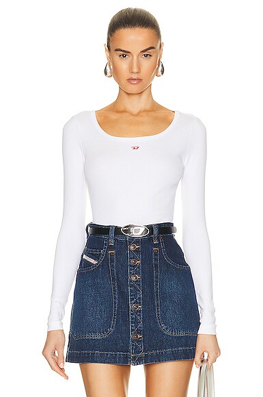 Diesel White T-ballet-d Long Sleeve T-shirt In White