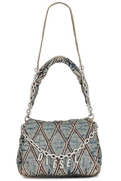 Diesel Blue Charm-d Denim Shoulder Bag In Blue