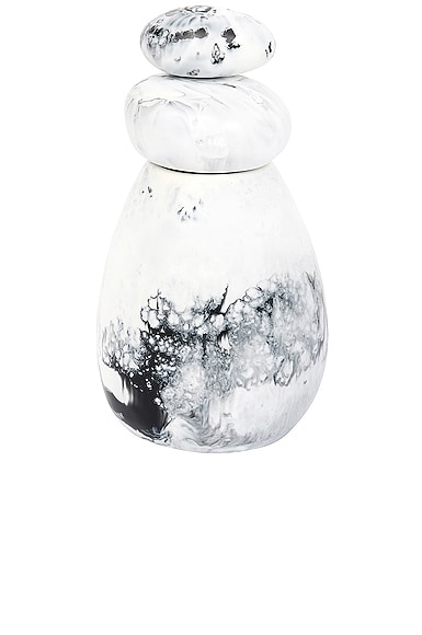 DINOSAUR DESIGNS Boulder Salt Grinder in White Marble Swirl