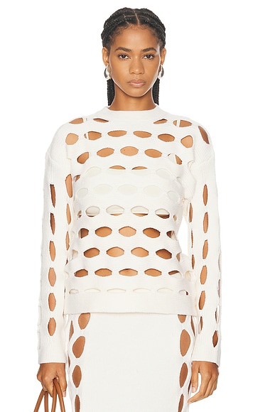 Equipment Sloane Heartfelt Print Knit in Ivory Black FWRD