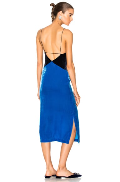 Blue velvet clearance slip dress