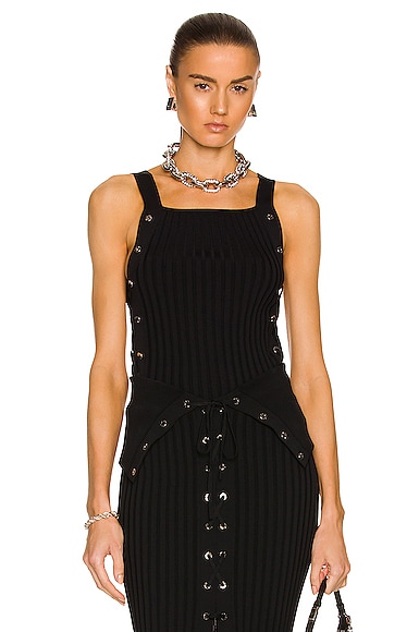 Dion Lee Lace Up Eyelet Tank in Black