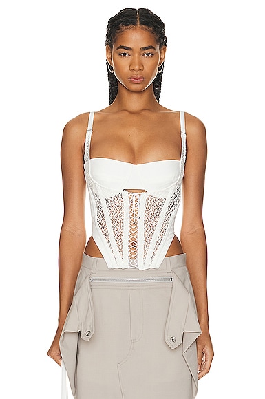 Dion Lee Lace Up Corset Top in Ivory