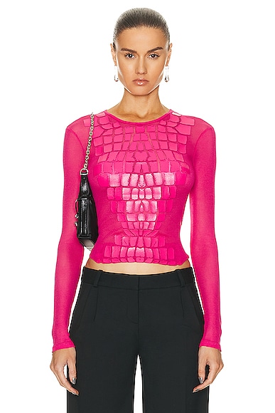 Dion Lee Crocskin Plastisol Long Sleeve Top In Candy
